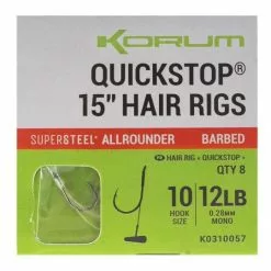 KORUM SUPERSTEEL BIG FISH QUICKSTOP HAIR RIGS / 15"